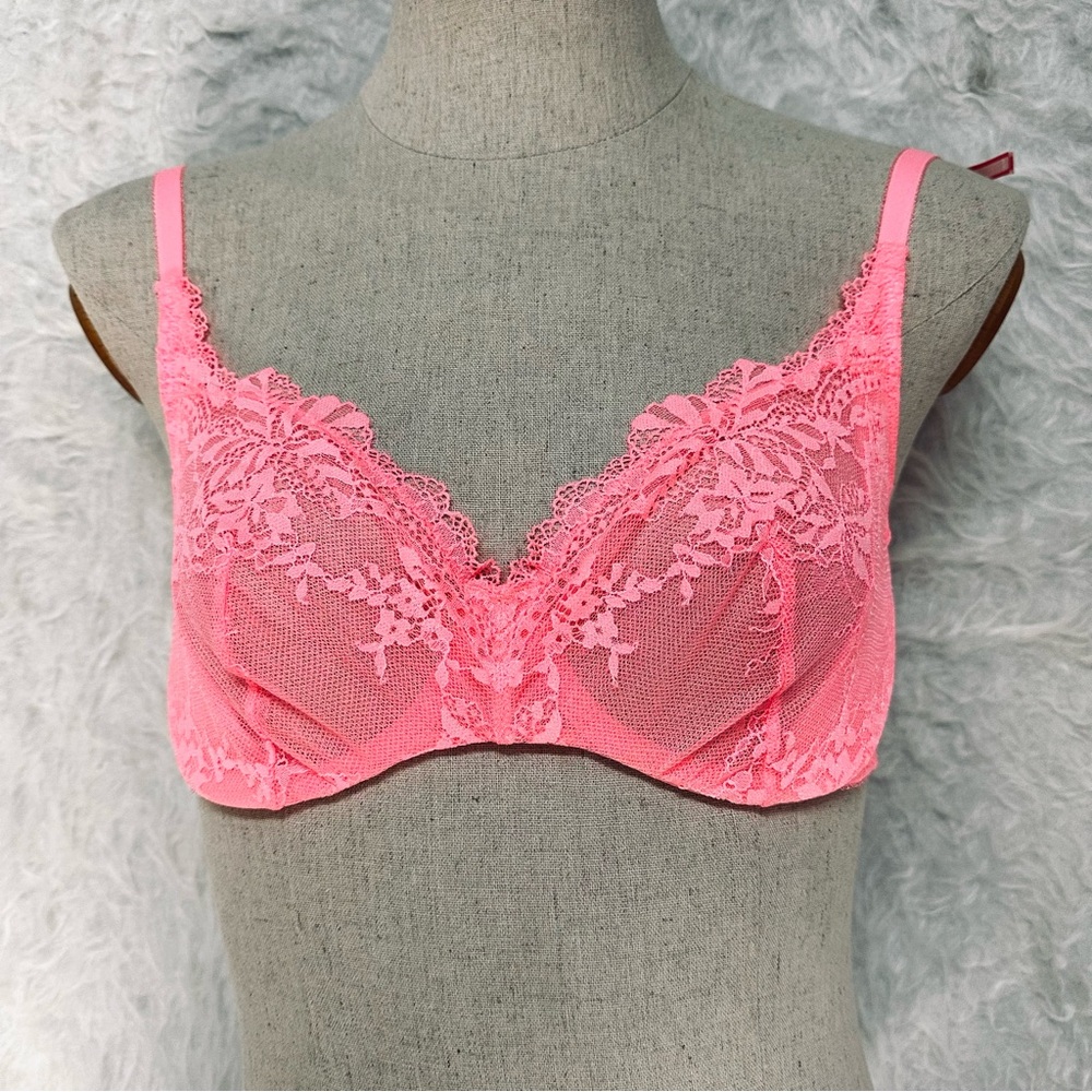 Uncommon Pink Lace Bra with Scalloped Edges